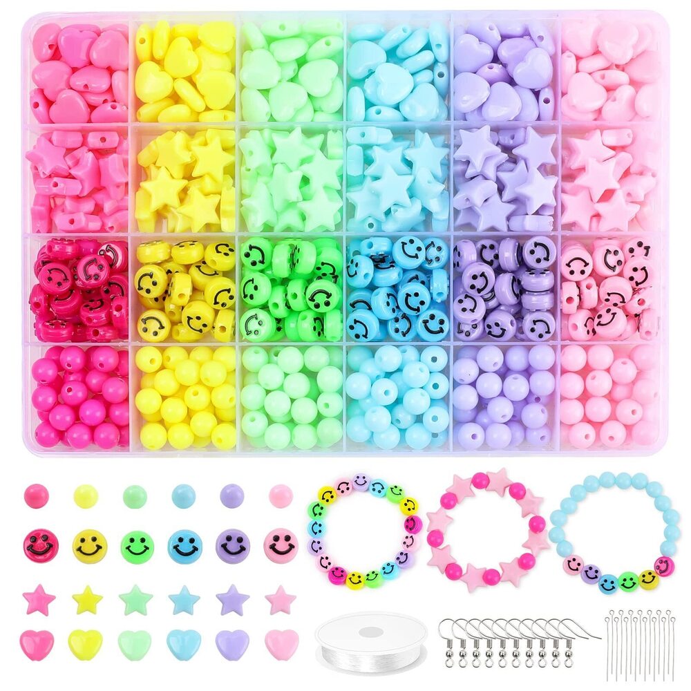 3127 Candy Color Acrylic Heart Beads Star Beads Plastic Bead Kit Cute
